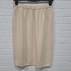 St. John Cream Knit Pencil Skirt
